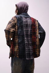 Patchwork Plaid Relaxed Long Sleeve Shirt