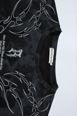 Thorn Embroidered Washed Oversized Short Sleeve T-Shirt