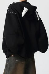 Horn Hood Studded Full Zip Hoodie