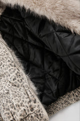 Leopard Faux Fur Lined Hooded Puffer Coat