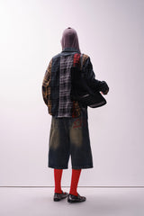 Patchwork Plaid Relaxed Long Sleeve Shirt