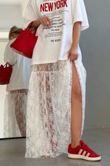 Jacquard Lace High Waist Maxi Skirt