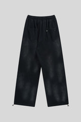 Washed Typography Wide Leg Fleece Sweatpants