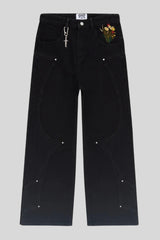 Knight Floral Embroidered Wide Leg Jeans