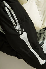 Skeleton Patch Color Block Puffer Jacket