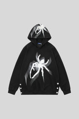 Flocked Spider Snap Hem Hoodie