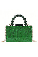 Beaded Chain Marbling Handbag