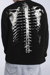 Skeleton Graphic Waffle Oversized Long Sleeve Tee