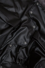 Fur Hood PU Leather Cropped Zip Coat