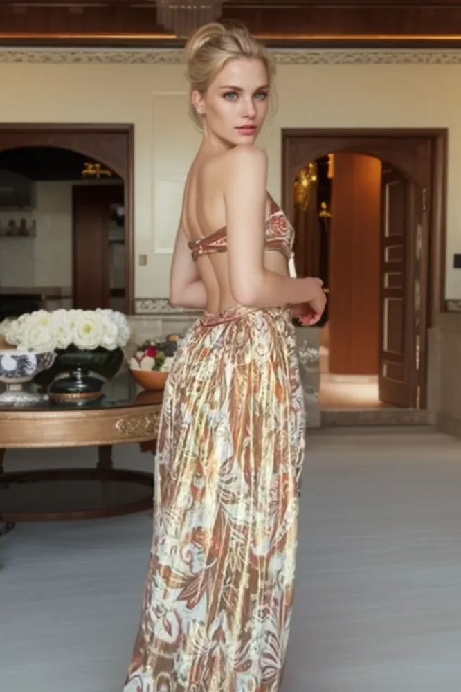 Print Strapless Tube Maxi Dress