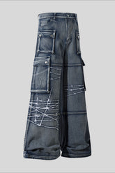 Utility Multi Pocket Wide Leg Jeans