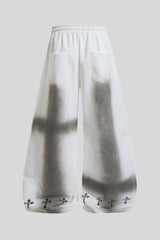 Washed Gothic Cross Wide Leg Sweatpants