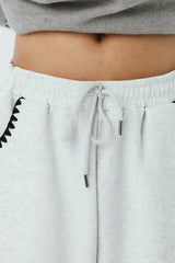 Deconstructed Shell Embroidered Straight Leg Sweatpants