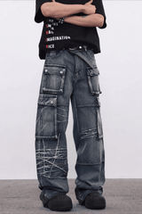 Utility Multi Pocket Wide Leg Jeans