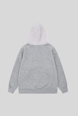Cable Hood Contrast Placket Hoodie