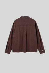 Leather Strap Patchwork Denim Long Sleeve Shirt