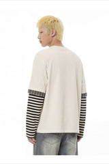 Manga Graphic Striped Layered Long Sleeve Tee