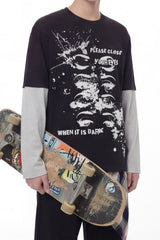 Grunge Eye Graphic Contrast Layered Tee