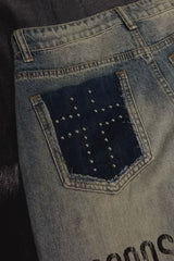 Studded Ripped Micro Flared Jeans