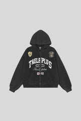 Washed Varsity Typography Zip Hoodie