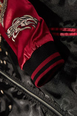 Phoenix Embroidered Satin Bomber Jacket