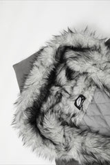 Fur Lined Cross Patch Hooded Coat