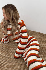 Calista Weaved Zigzag Backless Maxi Knit Dress