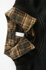 Distressed Plaid Layered Polo Collar Oversized Sweatshirt