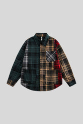 Patchwork Plaid Relaxed Long Sleeve Shirt