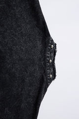 Studded Distressed Denim Short Sleeve Shirt