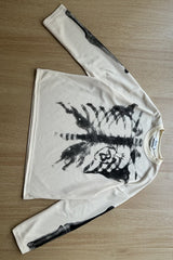 Skeleton Graphic Waffle Oversized Long Sleeve Tee