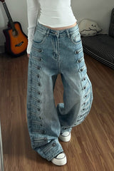 Napoleon Button Wide Leg Jeans
