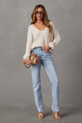 High Waist Light Wash Straight Jean