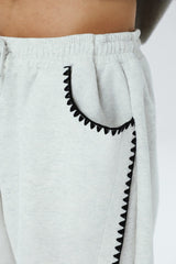 Deconstructed Shell Embroidered Straight Leg Sweatpants