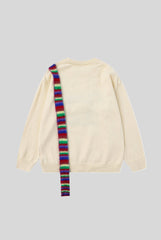 Rainbow Scarf Dog Graphic Crew Neck Sweater
