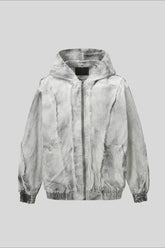 Washed Raw Seam Zip Up Jacket