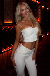 Sexy Strapless Crop Top Straight Leg Pants Set