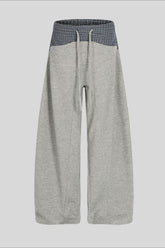 Plaid Panel Barrel Leg Sweatpants