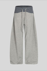 Plaid Panel Barrel Leg Sweatpants