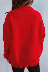 Christmas 3D Tree Pearl Solid Flocked Sweater