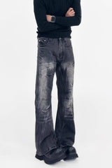 Crackle Wash Micro Flare Jeans