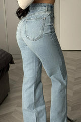 Retro Asymmetric Waist Slimming Jeans