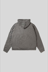 Asymmetric Knit Hooded Pullover Sweater