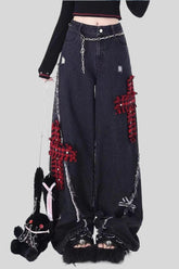 Red Cross Patch Distressed Jeans