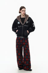 Fleece Lined Varsity Washed Zip Coat