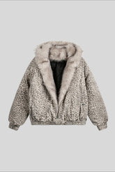 Leopard Faux Fur Lined Hooded Puffer Coat