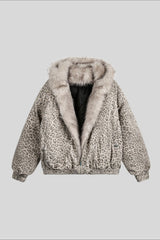 Leopard Faux Fur Lined Hooded Puffer Coat