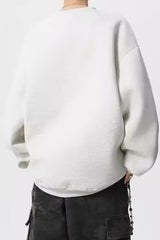 Washed Figure Graphic Oversized Crew Neck Sweatshirt
