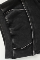 Washed Panel Seam Oversized Pullover Hoodie