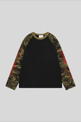 Camo Sleeve Embroidered Raglan Long Sleeve Tee